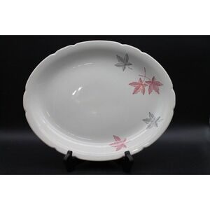 Walker China Vitrified Bedford Ohio Oval Serving Platter 13" x 10.5" Maple Leaf